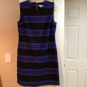 Calvin Klein black and purple striped shirt dress